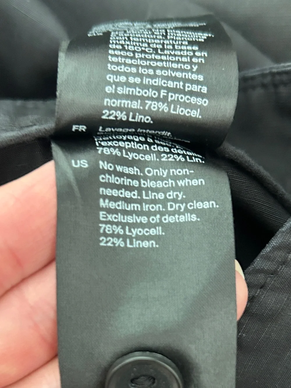 COS black cargo trousers wide leg linen blend pants 4
